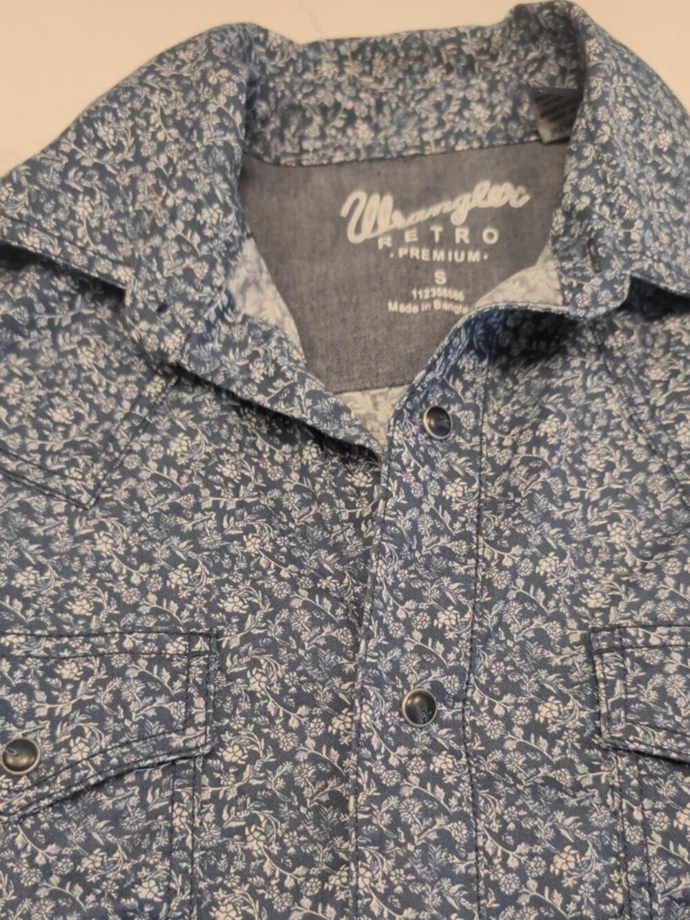 Wrangler Retro Premium Sz S Long Sleeve Modern Fit Shirt Men Western Pearl Snap - Picture 4 of 12